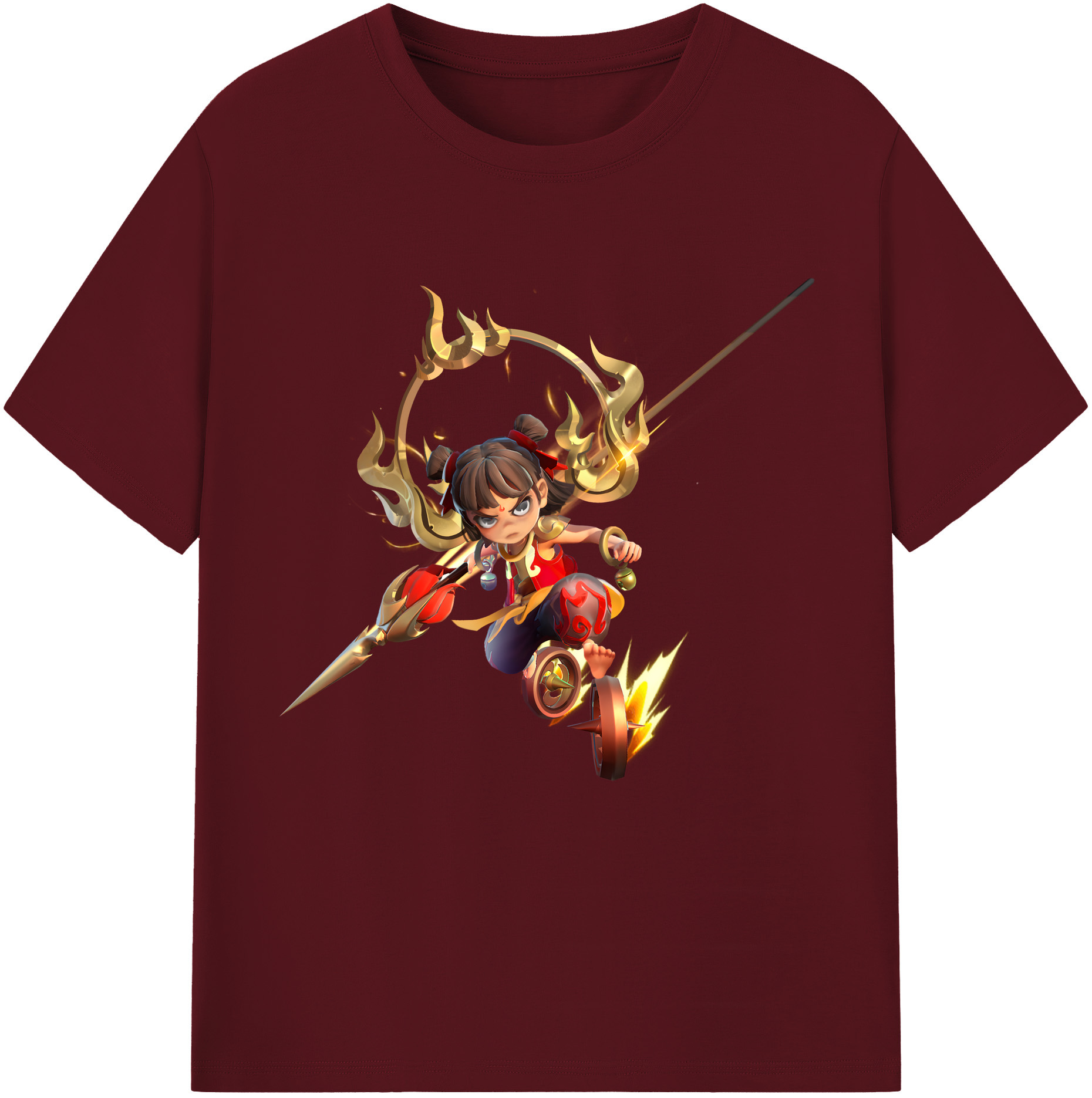 （画像用） Ne Zha 2 ナタ 魔童の大暴れ 綿100％半袖Tシャツ（フロントプリント）